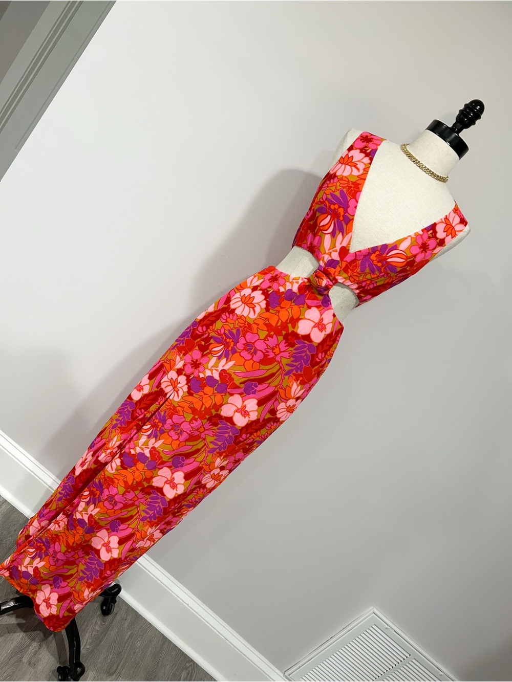 Show Me Your MuMu Floral Cutout Maxi Dress in Pink and Red
